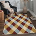 thumbnail image 3 of 5x7 Washable Rugs Non Slip Low Pile Lightweight Area Rugs for Living Room Bedroom, Machine Washable Indoor Throw Rug with Argyle Print Pattern, Amber Rust, 3 of 6