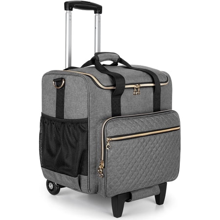Rolling Teacher Bag with Laptop Compartment and Detachable Dolly, Multifunctional Rolling Teacher Tote Bag (Patent Pending), Gray