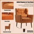 thumbnail image 3 of Modern Accent Chair, Upholstered Armchair with Pillow, Mid Century Modern Chair with Chenille Fabric, Single Sofa Chair with Wood Legs and High Backrest, for Living Room Bedroom Apartment, Orange, 3 of 9