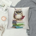thumbnail image 2 of JRXY  Cute Owl Books Throw Pillow Cover Modern Cushion Square Pillowcase for Sofa Bed Car Home Decorative White, 2 of 5