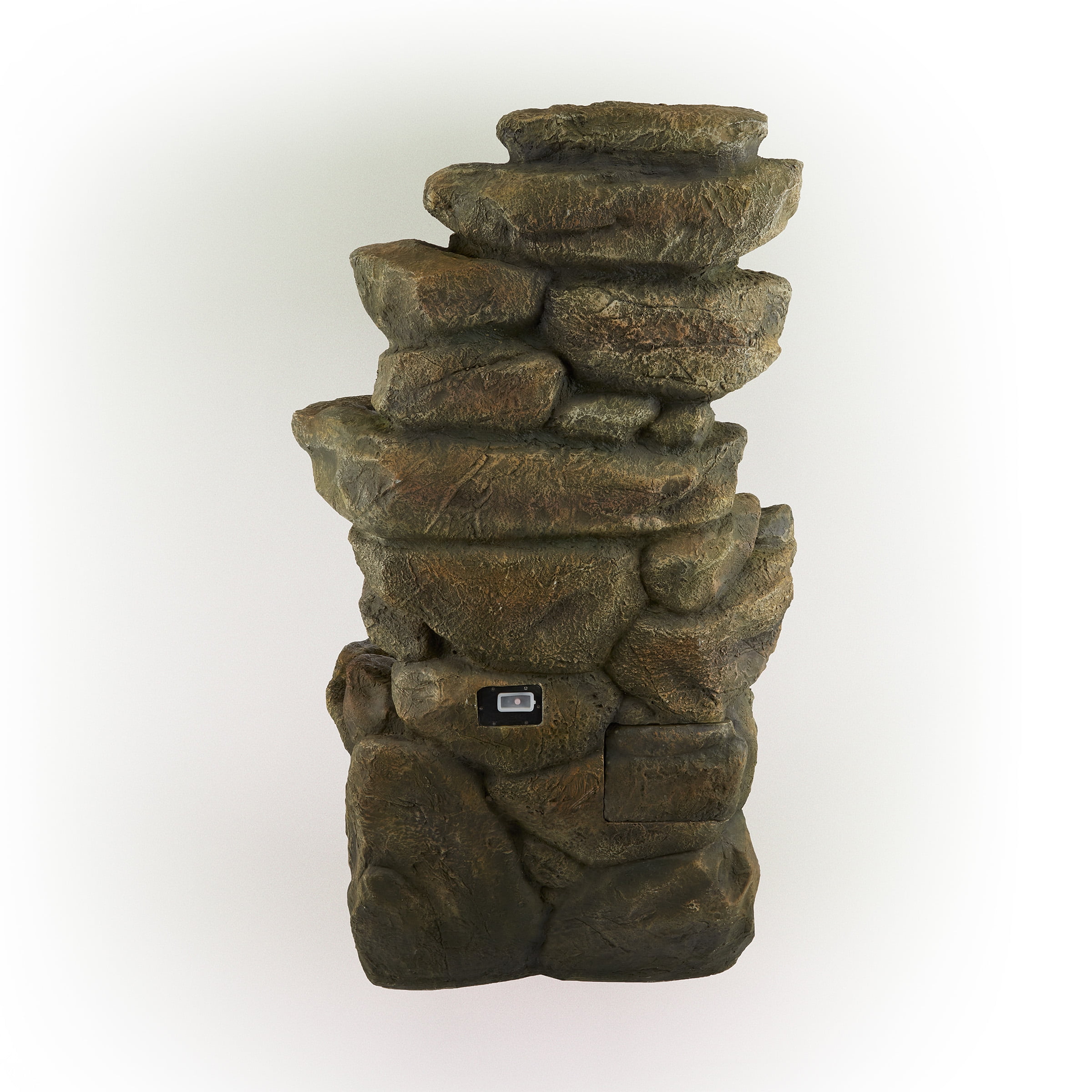 Alpine Corporation 51" Tall Outdoor Rainforest Floor Fountain with LED Lights and Bluetooth Speaker