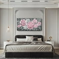 thumbnail image 5 of HFDF Oversized Wall Art, Pink Flower Canvas Print Modern Pink & Grey Peony Blossom Artwork Extra Large Wall Picture Floral Decor for Living Room Bedroom Dining Room Office Decor 16x12inch Framed, 5 of 6