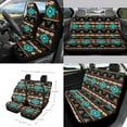 thumbnail image 2 of Renewold Car Seat Cover Set 15 Pack, with Steering Wheel Seat Belt Strap Rearview Mirror Cover Garbage Cans Air Vent Pouch Coasters Keychain Auto Interior Decor, Southwest American Tribal Teal Brown, 2 of 7