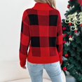 thumbnail image 4 of Women's Christmas Casual Color Block Plaid Long-Sleeved Turtleneck Sweater for Holiday Festive Wear and Casual Comfort,Red,S, 4 of 8