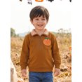 thumbnail image 2 of Toddler Baby Boy Girl Halloween Sweatshirt Pumpkin Embroidery Quarter Zip Collar Long Sleeve Shirt Tops Fall Winter Clothes 1-5T, 2 of 9