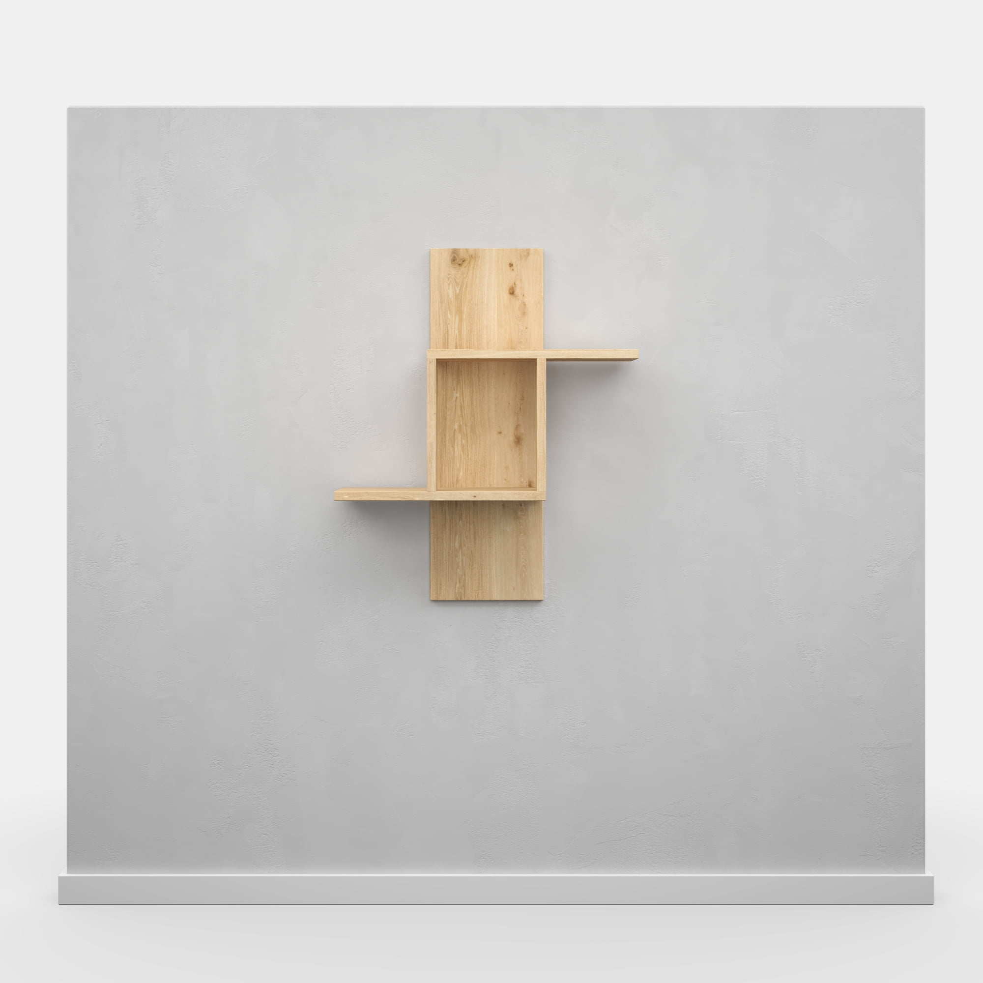 Ada Home Decor Furniture 25.2" 2 Tier Oak Waverley Modern Wall Shelf