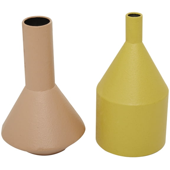 DecMode 11", 11"H Multi Colored Metal Vase, Set of 2