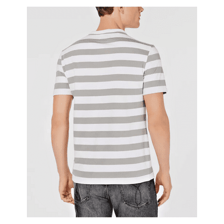 UPC 637865944554 product image for Calvin Klein Men Crew Neck Striped Monogram Logo T-Shirt  Standard White  XL | upcitemdb.com