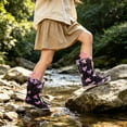 thumbnail image 2 of MODEBYME Girls Light Up Rain Boots Toddler Kids Waterproof Glitter Boots with Easy on Handles, Black, Size 10, 2 of 7