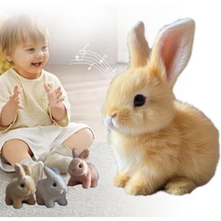 Bunby - My Realistic Bunny, Bunbi My Realistic Bunny, Vitality Bliss Bunny, Jumping, Twitching, and Shaking Ear, Easter Stuffed Bunny with Sounds and Movements (Brown)