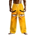 thumbnail image 3 of Lenago Mens Pants Smiling Face Pants Loose Pants Elastic Drawstring Waist Mid Waist Outdoor Vacation Home Casual Pants with Pockets Pants for Men, 3 of 6