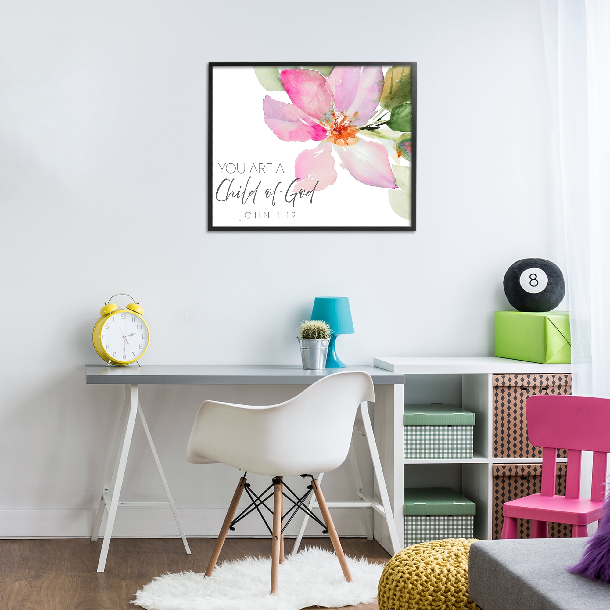 Stupell Industries Child Of God Pink Flower Black Framed Giclee Art, design by Lanie Loreth