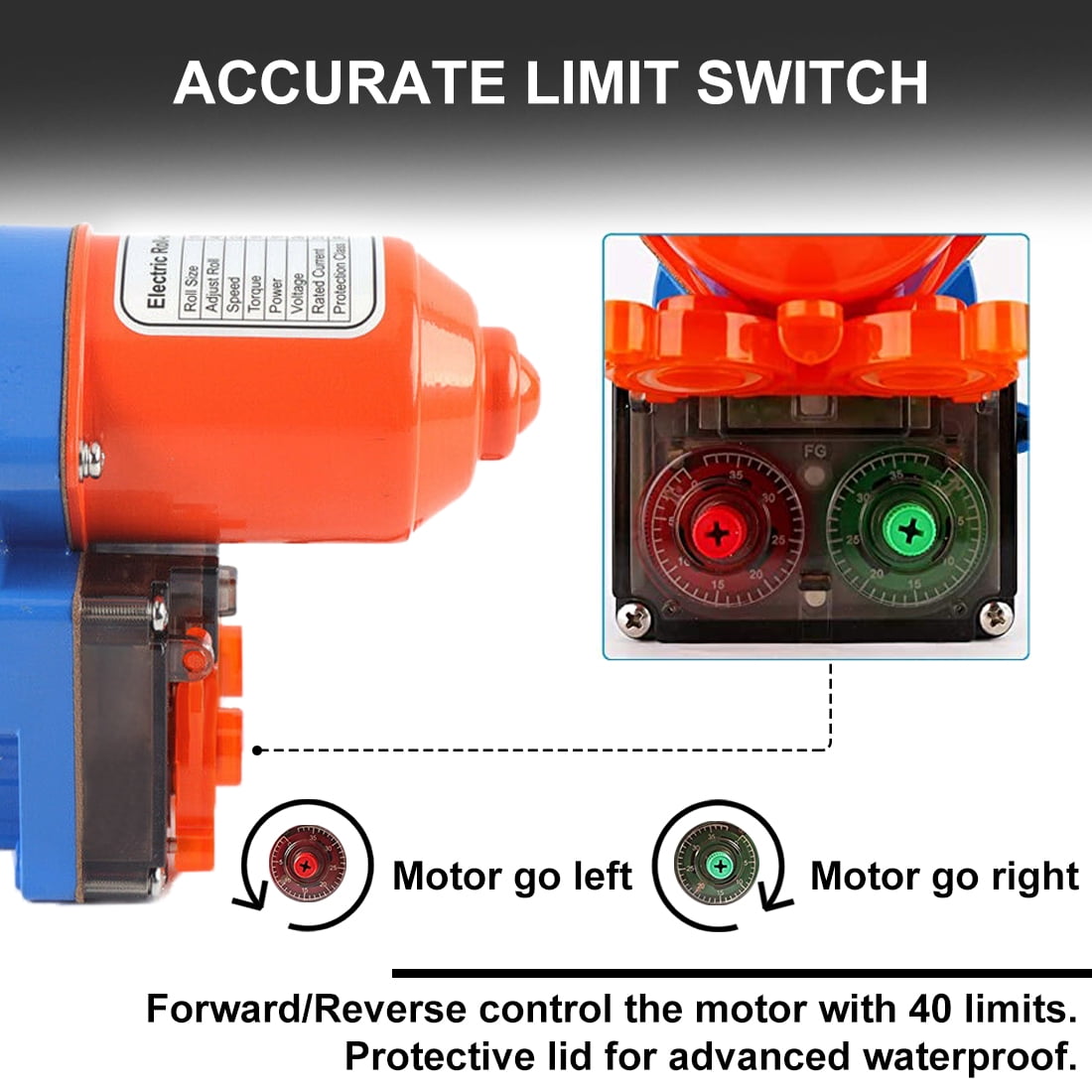 UYGALAXY Greenhouse Film Roll Up Motors with Limit Switch and Creeper (2 Packs) + Transformer Controller Joint Box (AC110V to DC24V) for Side Chicken Coop Greenhouse Ventilation , Automatic Venting