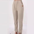 thumbnail image 4 of Pantalones casuales elegantes de lino y algodón con bolsillos rectos para uso diario, 4 of 6