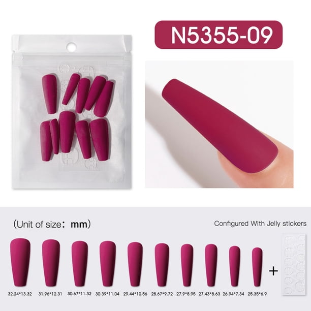 Uñas postizas a presión, regalos para mujeres que usan parches para uñas, 10 piezas de parches para uñas largos y brillantes, uñas postizas trapezoidales mate esmeriladas.