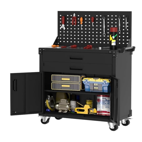 EastVita 35 Inch Heavy Duty Steel Rolling Tool Cabinet Mobile Workbench for Garage Workshop Warehouse Storage Organizer