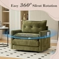 thumbnail image 3 of 360° Swivel Accent Chair, Oversized Arm Chair with 30-inch Wide Seat and Double-Layer Cushion, Comfy Chenille Single Sofa Chair with Side Pocket for Living Room, Olive Green, 3 of 7