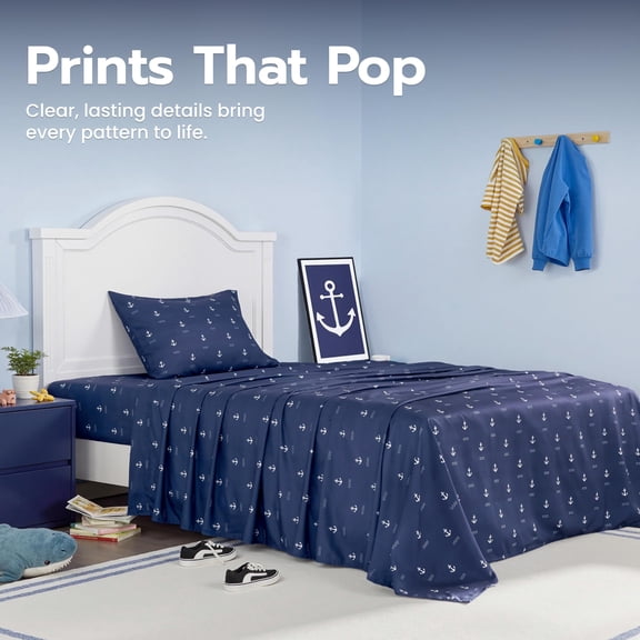 Joyfy Full Kid's Microfiber Sheet Set Blue Starry,4 Pcs