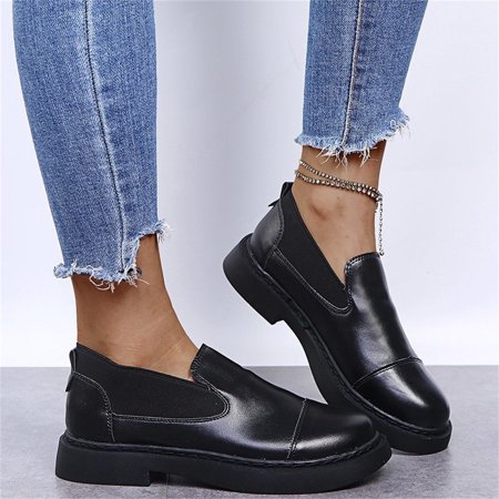 

Women s Fashion Leather Round Toe British Style Casual Sleeve Flat Single Shoes Note Please Buy One Or Two Sizes Larger
