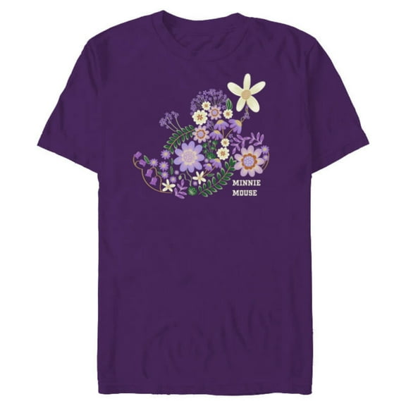 Disney Minnie Mouse Spring Flowers Botanical Floral Garden - Short Sleeve Blended T-Shirt for Adults - Customized-Purple
