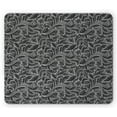 thumbnail image 1 of Black and Grey Mouse Pad, Pattern with Fern Leaves and Big Flowers Abstract Scroll Garden Art, Rectangle Non-Slip Rubber Mousepad, Black and Grey, by Ambesonne, 1 of 2