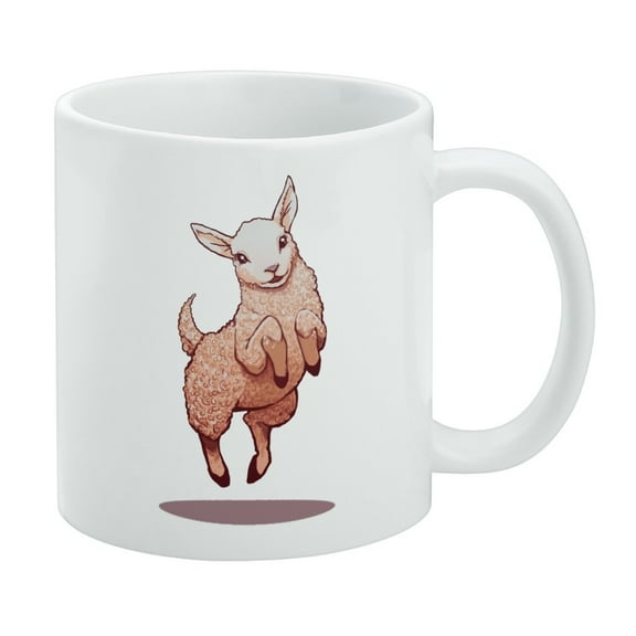 Happy Lamb on Field White Mug