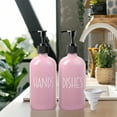 thumbnail image 3 of Pink Glass Dish Soap Dispenser Set - 2x16oz Bottles + White Funnel, Farmhouse Style for Kitchen & Bathroom Countertop Organization, 3 of 8