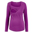 thumbnail image 1 of T-shirt de Maternité Irrégulier à Ourlet Doux pour Femmes, Manches Longues, Col Rond, Basique, Allaitement, 1 of 4