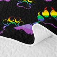 thumbnail image 5 of Homewish Neon Dog Paws Quilt King,Rainbow Stripe King Coverlet Set,Black,3-Piece, 5 of 7