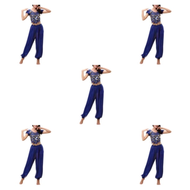 Sonducket Pantalones de danza del vientre indio para mujer, traje de baile con cordones en la espalda, traje profesional para adultos, ropa azul Type2 NO2