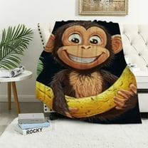 BCIIG Monkey Blanket Super Soft Cozy Monkey Banana Fleece Throw Blankets Lightweight Animal Plush Bedding Monkey Stuff Blanket Gifts for Men Women Kids Girls Boys Bed decor 40x50in