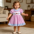 thumbnail image 4 of Tfken Girls Dresses Soft Comfy Holiday Travel Girls Comfortable Dresses Fashion Plaid Short Sleeve A Line Children Cute Clothes Size 6-12 Months, 4 of 6