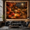 thumbnail image 5 of Pumpkins and Lantern on a Moonlit Garden Path, Cozy Realistic Illustration for Pumpkin Lovers, Rustic Wall Art, Halloween Gift, Tapestry Wall Hanging for Entryway and Living Room, 5 of 6