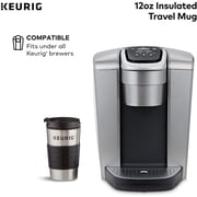 Keurig® 12oz Stainless Steel Insulated Coffee Travel Mug, Fits Under Any Keurig® K-Cup Pod Coffee Maker (including K-15/K-Mini), Silver