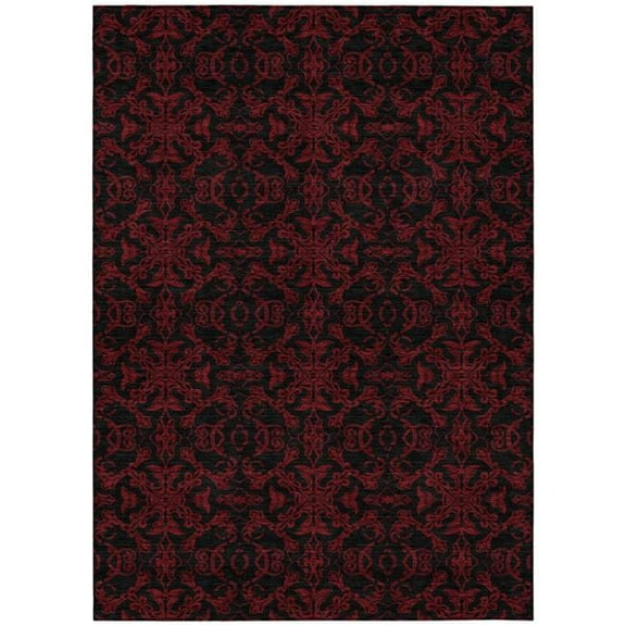HomeRoots 586879 8 x 10 ft. Medallion Washable Indoor & Outdoor Rectangle Area Rug, Red & Black