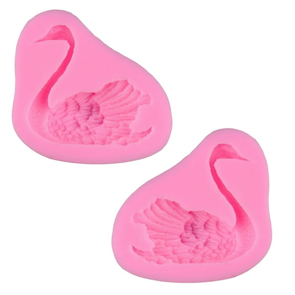 HEMOTON 3D Swan Shape Silicone Fondant Mold DIY Decorating Supplies Tool for Cake Pudding Chocolate Soap Polymer Clay - Pink