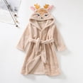 thumbnail image 2 of zuwimk Boys Robe Kids Hooded Fleece Bathrobe Flannel Pajamas Soft Sleepwear Girls Robes Plush Bathrobes(Khaki,1-2 Years), 2 of 9