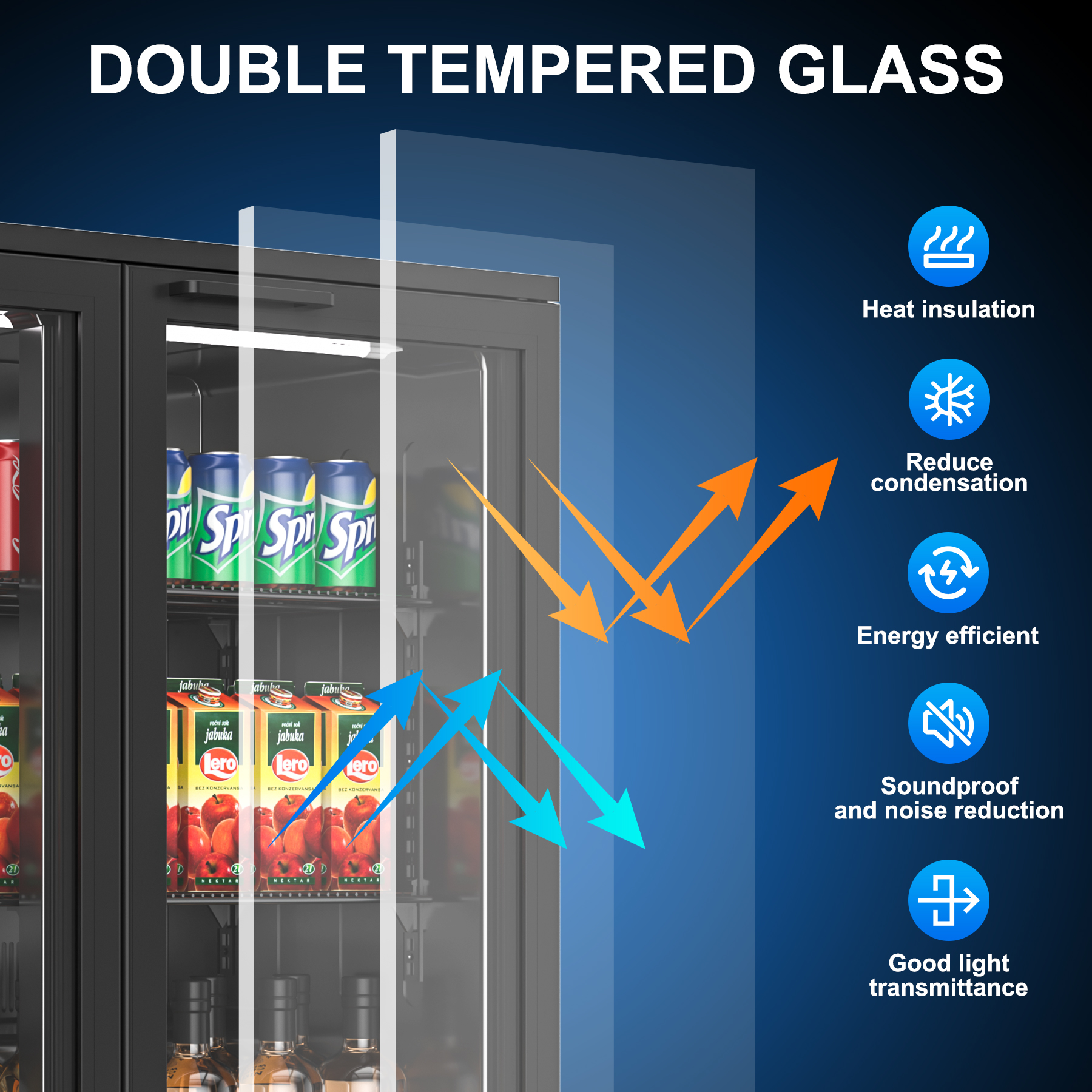 Amerikit  Back Bar Cooler with 3 Glass Doors, 12.4 cu.ft Under Counter Height Beverage Refrigerator for Beer, Wine, Soda, Drinks, ETL Approved