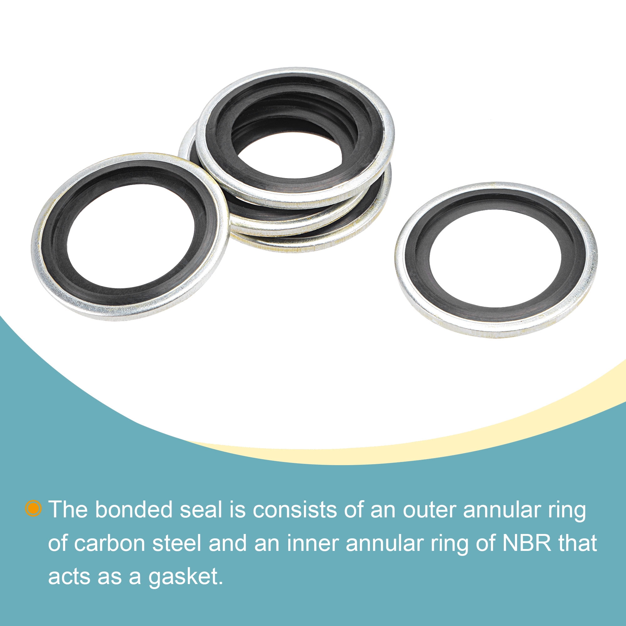 10pcs Bonded Sealing Washer M18 24.6x15x3mm Carbon Steel Nitrile Rubber Gasket 