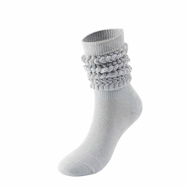 LckLvx 3 Pairs Slouch Socks for Women Solid Color Scrunch Soft Long Boot Socks Mid Calf Crew Socks