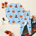 thumbnail image 2 of mgoYE Toddler Baby Girl Satin Pajamas Set Silk Halloween Pjs Button Top Long Pants Sleepwear Fall Clothes(Sky Blue,2-3 Years), 2 of 9