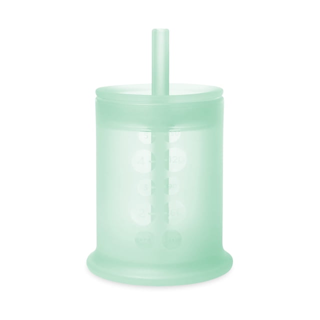 Vaso de entrenamiento de silicona Olababy con tapa de pajita | Taza para beber agua para bebés | Bebés de 6 meses o más a niños pequeños de 12 a 18 meses | Taza para sorber para niños y taza para bati