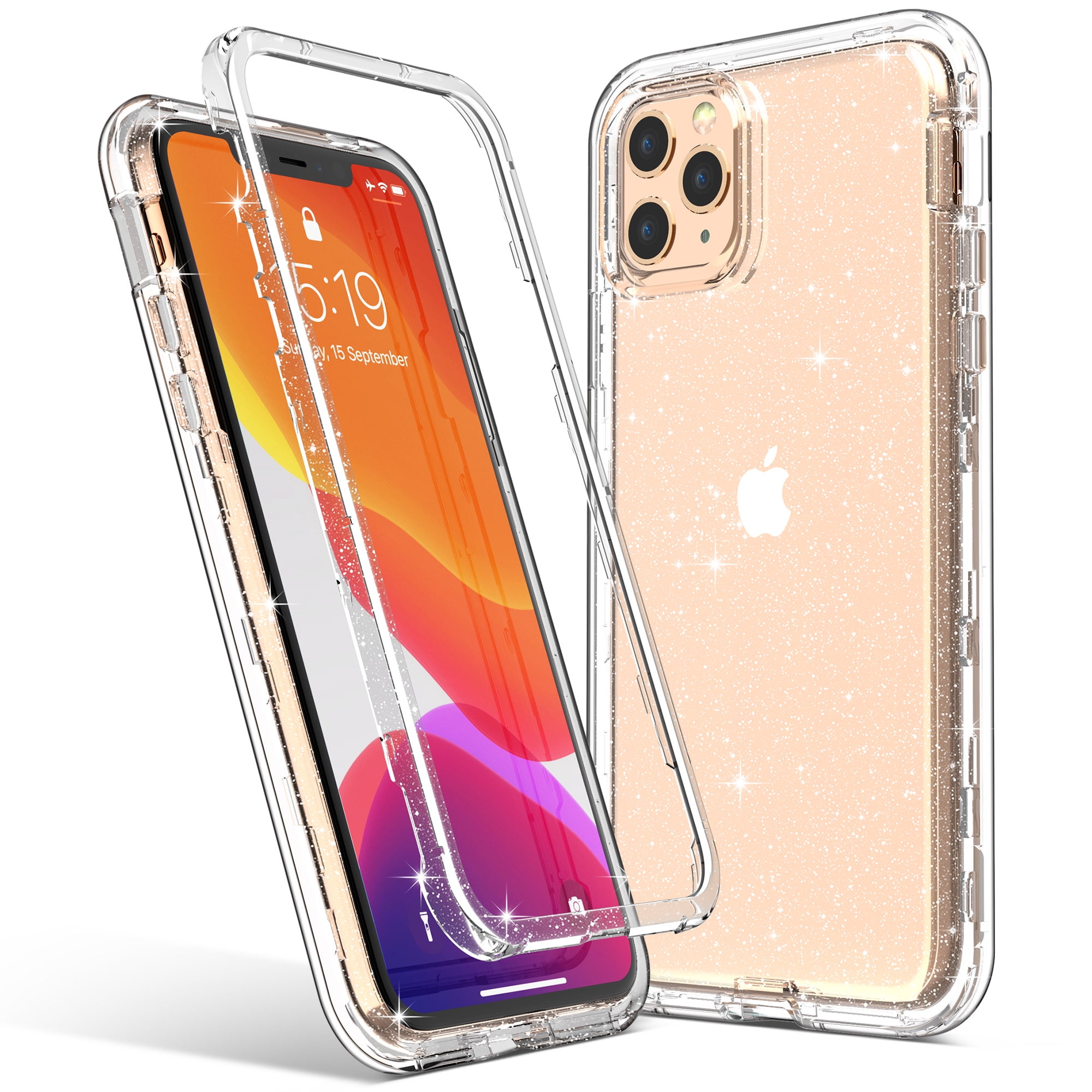 iPhone 11 Pro Max Case, ULAK Slim Clear Glitter Sparkle Heavy Duty Shockproof Rugged Protection ...