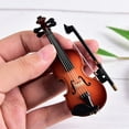 thumbnail image 2 of Mini Violon Modèle en Bois avec Support et Étui, 2 of 5