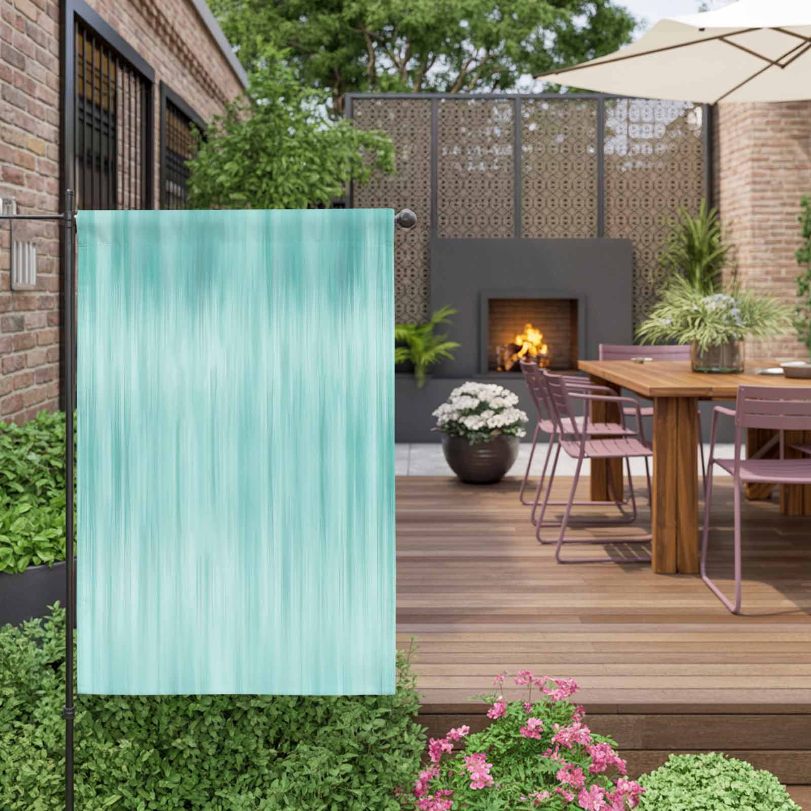 Turquoise Ombre Striped House Flag 28 x 40 Inches, Modern Abstract Art Weather Proof Outdoor Patio Flags Double Sided Small House Decoration for Yard Lawn Outside Home