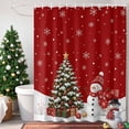 thumbnail image 3 of Small Stall Shower Curtain 48x72 Inch Narrow Half Size Red Snowman Christmas Bath Curtains Bathroom Decor, Xmas Tree Winter Snowflaks Gifts Waterproof Fabric Shower Curtain Set with Hooks 48 Inch, 3 of 8