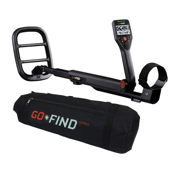 Minelab GO-FIND 44 Lightweight and Compact Metal Detector with 10-Inch Waterproof Coil (Black) Bundle with Minelab 3011-0312 GO-FIND Metal Detector Canvas Carry Bag (Black) (2 Items)