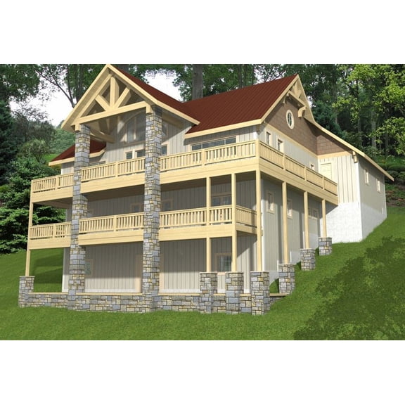 001-3290: Cabin Vacation 4 Bed, 3 Bath Luxury Home Plan, 3100 Sq Ft: Full Blueprints with License to Build by Home Plan Marketplace - Lesuto