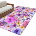 thumbnail image 2 of Farmhouse Flowers Area Rug 4'x6', Spring Watercolor Purple Pink Floral Washable Non-Slip Rugs, Low Pile Large Carpet for Living Room Bedroom Dining Room Kitchen Office Indoor Mat, 2 of 9