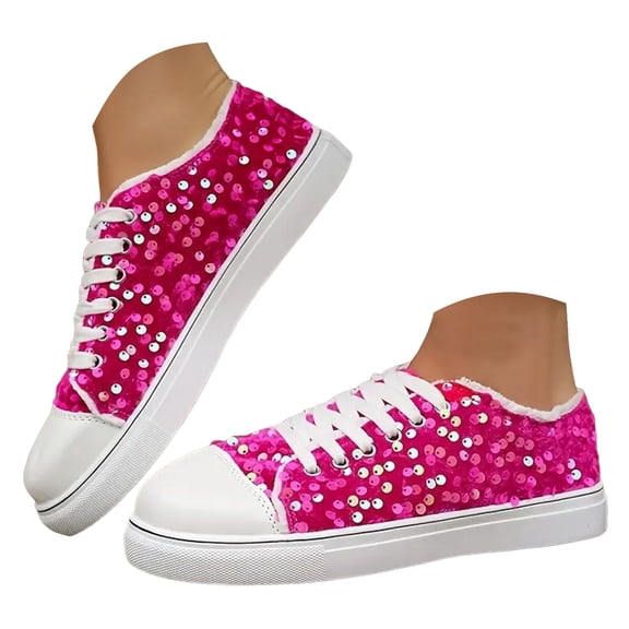 YLYL Womens Platform Sneakers Glitter Sequin Lace up Lightweight Fashion Casual Walking Tennis Shoes